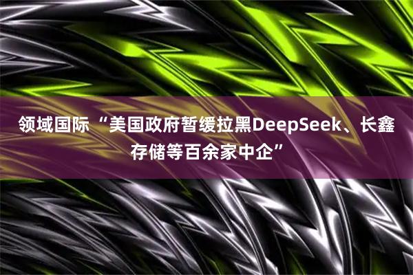 领域国际 “美国政府暂缓拉黑DeepSeek、长鑫存储等百余家中企”